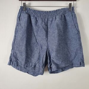 JACHS GIRLFRIEND NEW YORK blue chambray linen / cotton shorts women's M